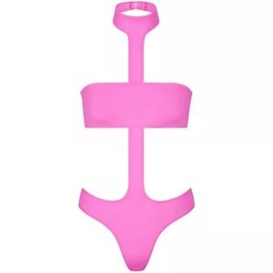 NWT Skims Signature Swim Cutout Halter Monokini One Piece Swimsuit In Taffy 4X